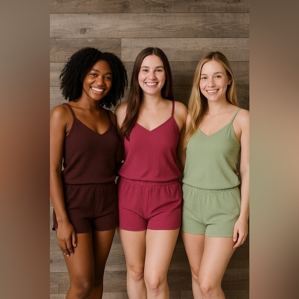 SHEIN Women's Pajama Set Brown Pink Green Large